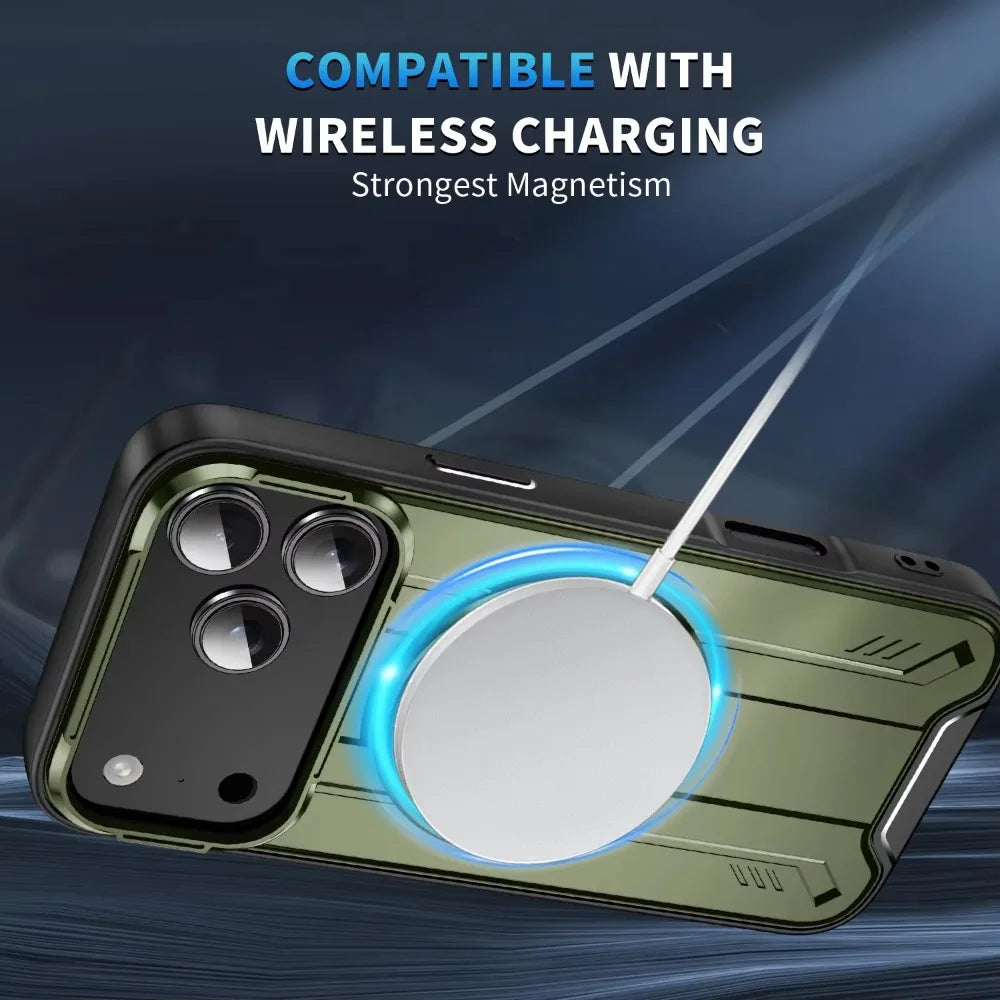 Magnetic Phone Case with 360° Rotate Stand for IPhone 17 16 15 14 13 12 11 Pro Max Plus For Magsafe Wireless Charge Armor