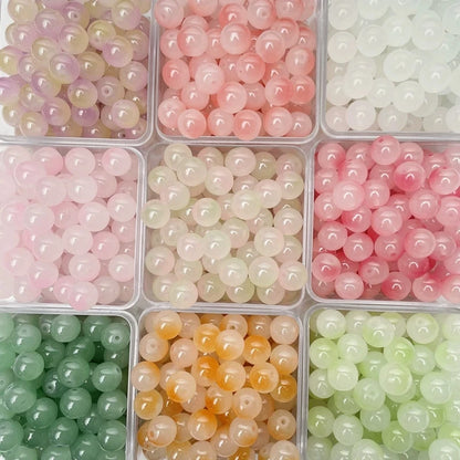 50Pcs 8mm Dual Color Glass Spacer Beads Set For Jewelry - Smarsty