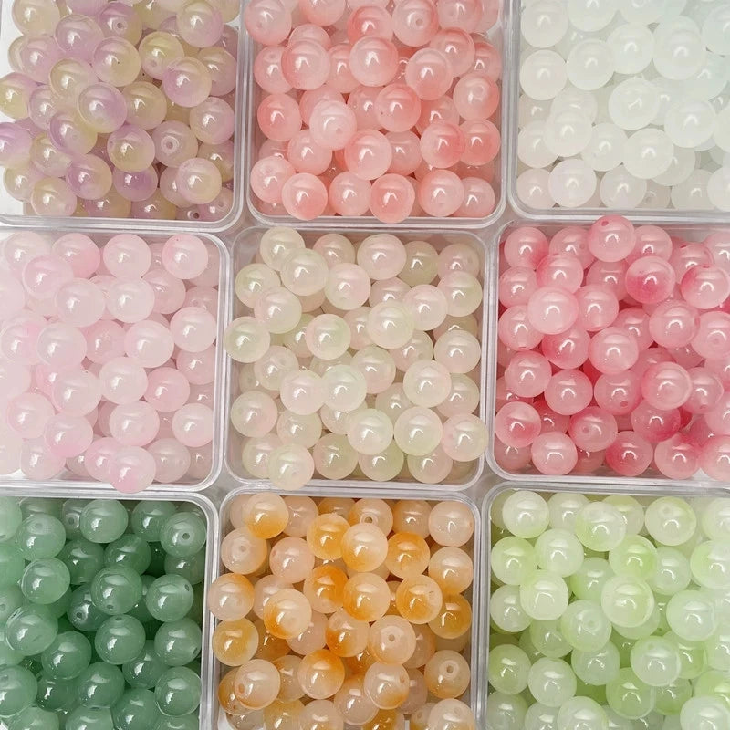 50Pcs 8mm Dual Color Glass Spacer Beads Set For Jewelry - Smarsty
