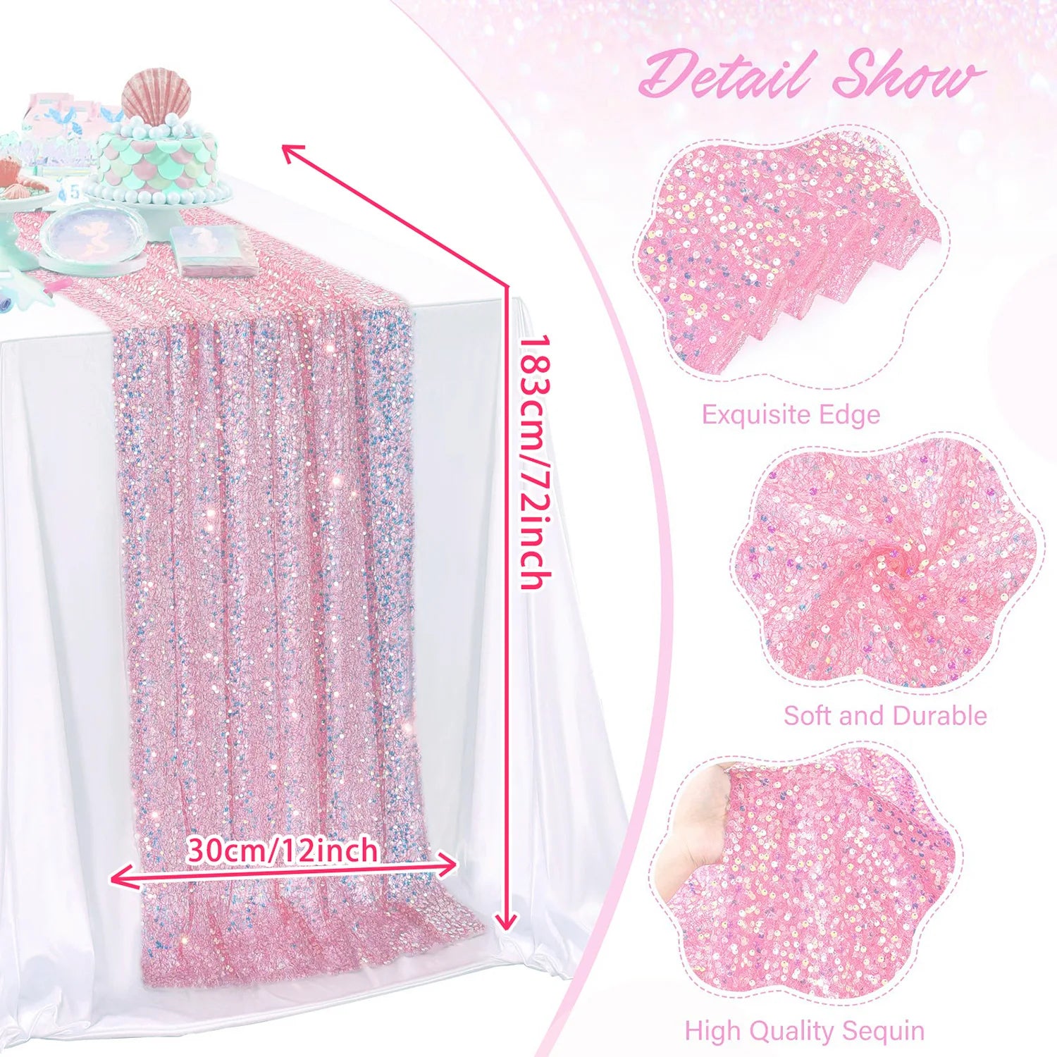 Glitter Iridescent Sequin Table Runner for Elegant Events - Smarsty