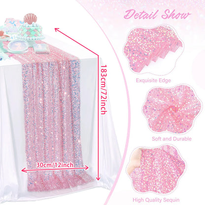 Glitter Iridescent Sequin Table Runner for Elegant Events - Smarsty