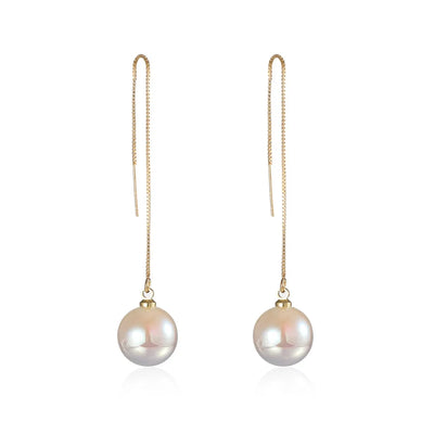 Pearl Long Earrings With Rhinestones For Wedding Fashion - Smarsty