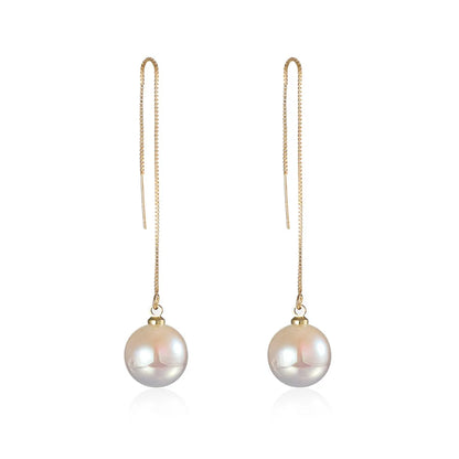 Pearl Long Earrings With Rhinestones For Wedding Fashion - Smarsty