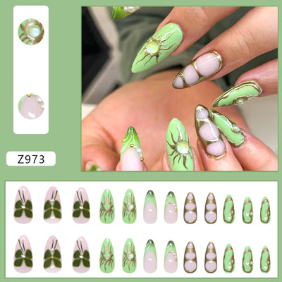 24pcs Flower Design Fake Nail Tips Full Cover - Smarsty
