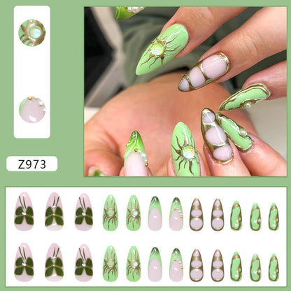 24pcs Flower Design Fake Nail Tips Full Cover - Smarsty