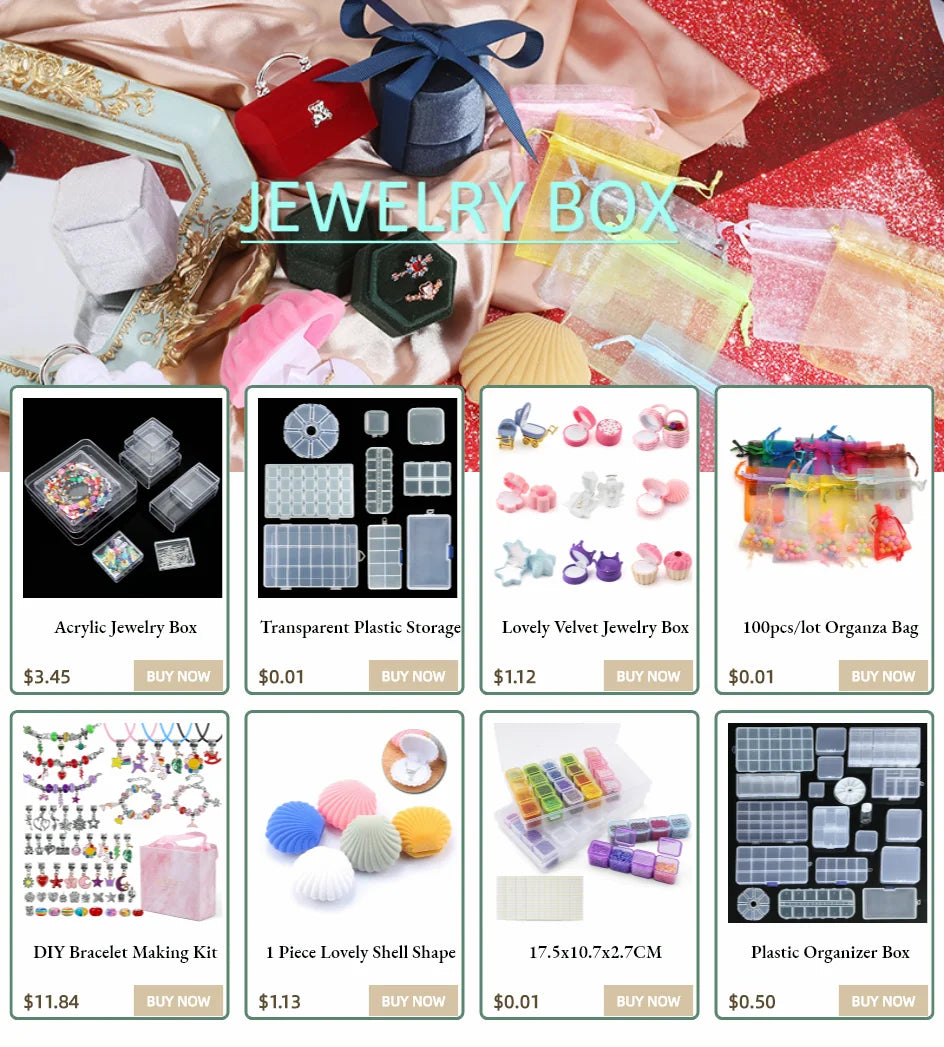 Transparent Jewelry Storage Box with Adjustable Compartments - Smarsty