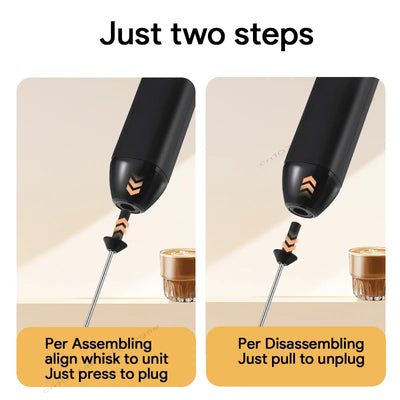 HOT  Electric Milk Frother + Egg Beater Wireless Type-C Charging 3 Speeds Mini Handheld Foam Maker Coffee Whisk Cooking Tools - Smarsty