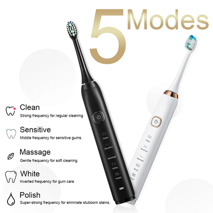 Sarmocare Electric Sonic Toothbrush with 8 Brush Heads - Smarsty