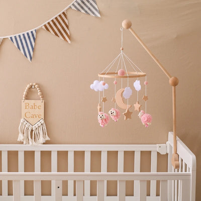 Baby Crib Mobile Bed Bell Rattle Toys Wooden Crochet Stars Pendant Bed Bell Toys Newborn Comfort Crib Bracket Hanging Toys Gifts by Smarsty