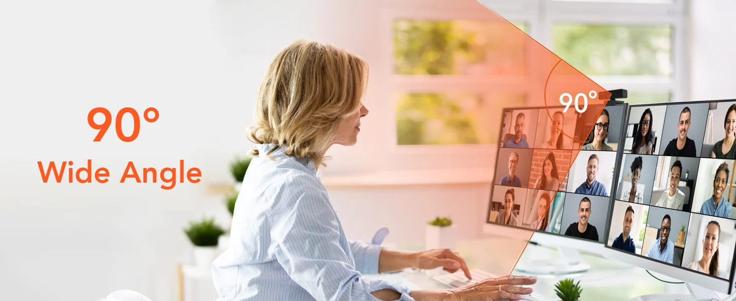 V11 2K Webcam for PC, 1080P 60FPS FHD 90° Web Camera with Microphone&Privacy Cover,USB Plug&Play for Mac/Laptop/Desktop/Computer