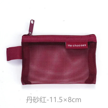 Small Square Nylon Coin Pouch With Zipper Card Holder - Smarsty
