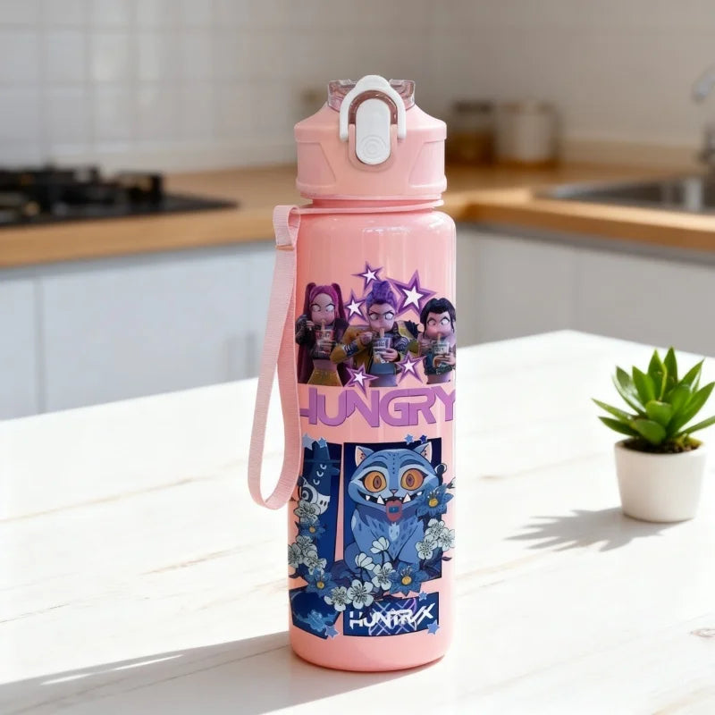KPop Demon Hunters Gradient Water Bottles 700ml High-capacity Drinking Straw Cup Portable Girl Outdoor Bottles Office School