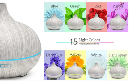 Wood Grain Aromatherapy Essential Oil Diffuser with Remote Control - Smarsty