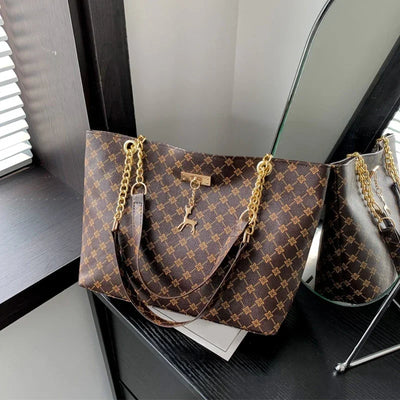 Fashionable Large Capacity PU Leather Tote Shoulder Bag - Smarsty