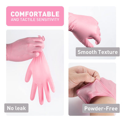 100/50/20PCS Light Pink Disposable Nitrile Gloves Waterproof Anti-static Durable Light Pink Gloves For Kitchen Cooking Tools - Smarsty