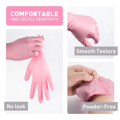 100/50/20PCS Light Pink Disposable Nitrile Gloves Waterproof Anti-static Durable Light Pink Gloves For Kitchen Cooking Tools