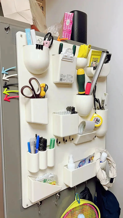 Wall-mounted Storage Rack with Hooks for Office, Kitchen and Workshop Children's Room Organizer with Adjustable Shelves by Smarsty