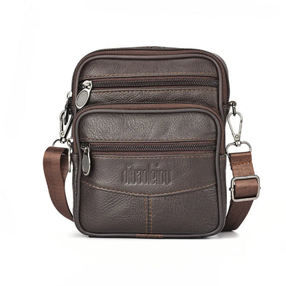 Mens Genuine Leather Crossbody Bag Vertical Multifunctional - Smarsty