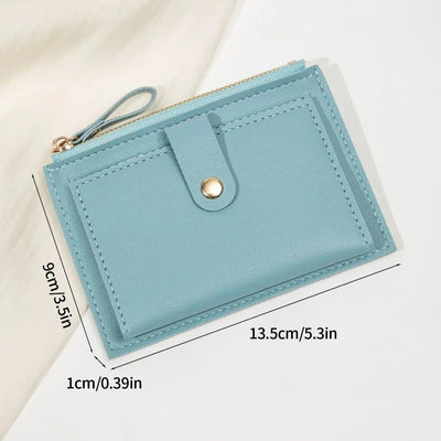 Minimalist and fashionable women's short card bag, ultra-thin mini PU leather zero wallet, women's credit card holder wallet - Smarsty