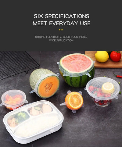 6 Pcs Silicone Cover Stretch Lids for Kitchen Microwave Food Covers Bowl Caps Elastic Silicone Lid Cap Universal Adaptable Lids by Smarsty