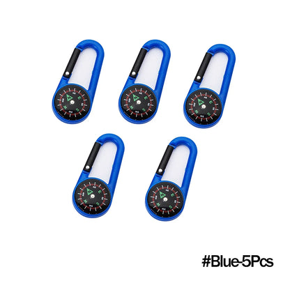 Outdoor Compass Carabiner Mini Camping Keychain Mountaineering Hiking Backpack Buckle with Compass Survival Children Gifts