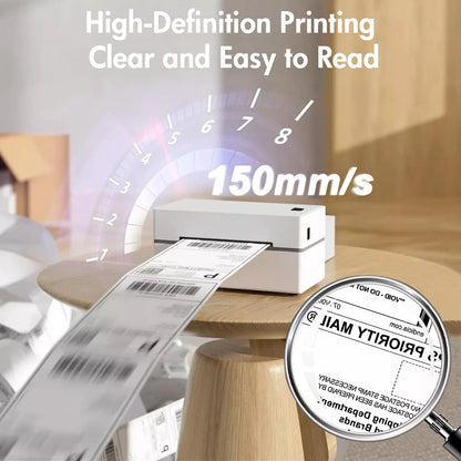 Thermal Label Printer Portable No Ink Required 203DPI 4x6 for Small Business Bluetooth USB High Speed Express Airway Bill