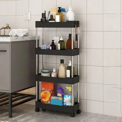 1pc 3/4 Tier Rolling Storage Cart High Capacity Storage Shelf Movable Gap Storage Rack Kitchen Bathroom And Livingroom Organizer