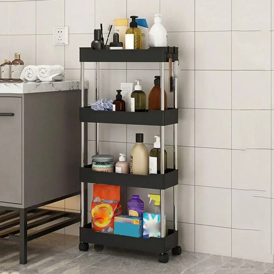 1pc 3/4 Tier Rolling Storage Cart High Capacity Storage Shelf Movable Gap Storage Rack Kitchen Bathroom And Livingroom Organizer