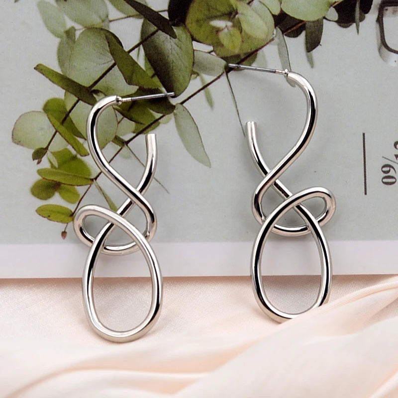 Vintage Irregular Metal Drop Earrings for Women Fashion Statement - Smarsty