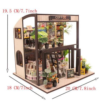 DIY Miniature Dollhouse Kits Hourly Light Studio House Sea Villa Wooden Doll House With Furniture Building Kids Toys Xmas Gifts by Smarsty