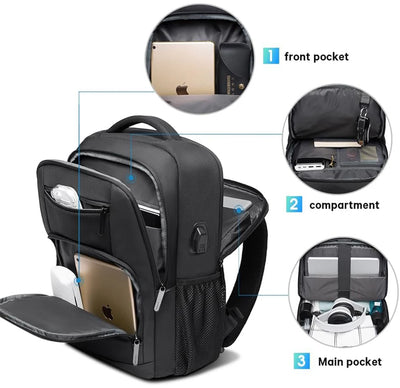 BANGE Travel Waterproof Backpack with USB Charging Port Fit 15.6 Inch Laptop Backpacks for Men and Women, Teenager School Bags - Smarsty