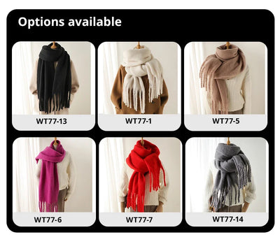 Winter Scarf for Women Cashmere Warm Solid Pashmina Blanket Wraps Female Thick Soft Bufanda Big Tassel Shawl Long Poncho Echarpe - Smarsty