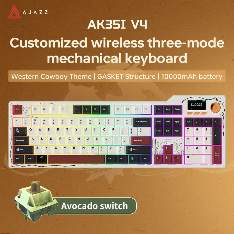 Tri Mode Gaming Keyboard With Hot Swap 104 Keys Gasket