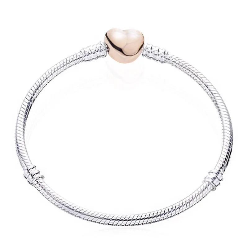 Sterling Silver Heart Moon Star Pendant Bracelet - Smarsty