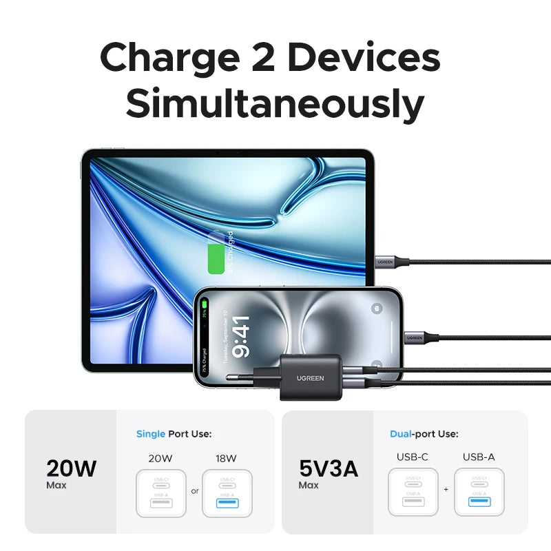 20W GaN USB C Charger PD3 Quick Charge Mini Compact - Smarsty