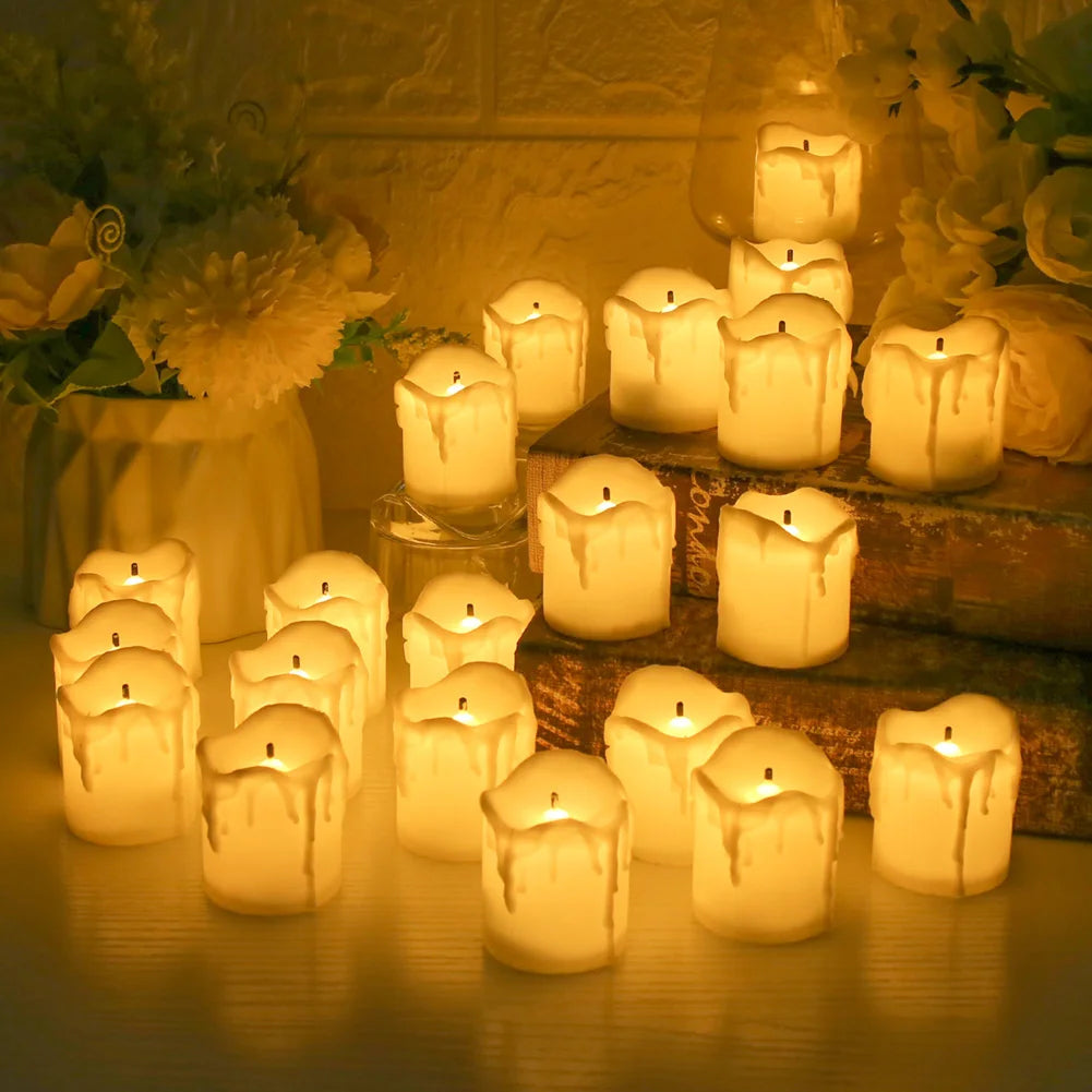 Flameless LED Votive Candles Set 100+Hour Lasting Electric Candles Battery Operated Tealight for Wedding Proposal Romantic Decor