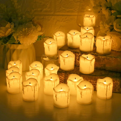 Flameless LED Votive Candles Set 100+Hour Lasting Electric Candles Battery Operated Tealight for Wedding Proposal Romantic Decor
