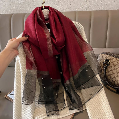 Luxury Women Silk Scarf Lightweight Summer Shawl - Smarsty