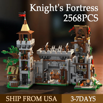 2568PCS Medieval Knight's Fortress Building Blocks Street View MOC Bricks Model Toys Sets Assembly Ornament Ideal Holiday Gifts