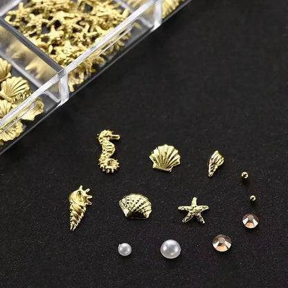 12 Grids Ocean Gold Nail Art Charms for Stunning Manicures - Smarsty