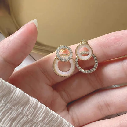 Vintage CC Stud Earrings Cubic Zirconia Korean Style Gift - Smarsty