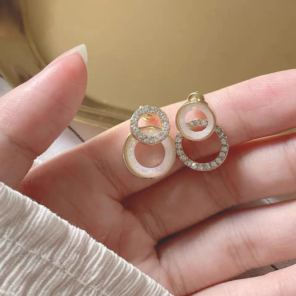 Vintage CC Stud Earrings Cubic Zirconia Korean Style Gift - Smarsty