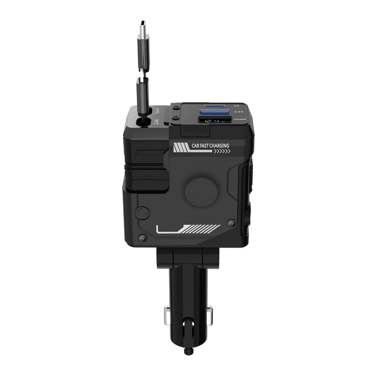 The new 120w4-in-1 retractable car fast charger, adapter, USB is suitable for all models of Apple, Samsung, Huawei, and Android