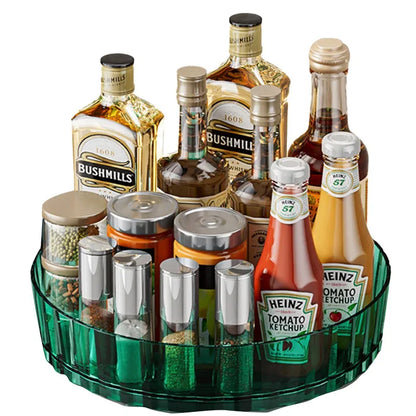 Rotating Tray Spice Rack Pantry Cabinet Turntable With Base Storage Bin Kitchen Organizer For Seasoning Cosmetic Storage Box