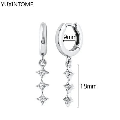 925 Sterling Silver Hoop Earrings White Crystal Luxury - Smarsty