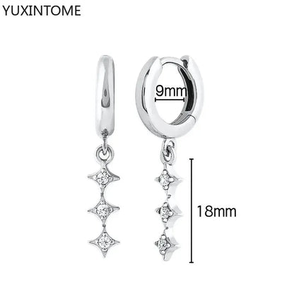 925 Sterling Silver Hoop Earrings White Crystal Luxury - Smarsty