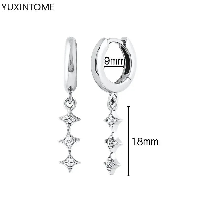 925 Sterling Silver Hoop Earrings White Crystal Luxury - Smarsty