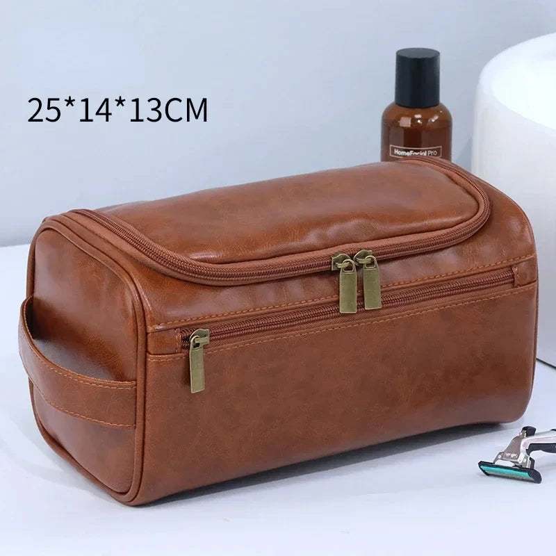 Leather Toiletry Bag for Men Women Dopp Kit Mens Hanging Toiletry Bag Travel Toiletry Bag for Traveling Large Cosmetic Bag for T - Smarsty