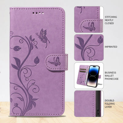 Luxury Butterfly Flower Vine Flip Leather Wallet Case For Samsung Galaxy A06 A16 A26 A36 A56 A05 A05S A15 A25 A35 A55 5G A07 A17