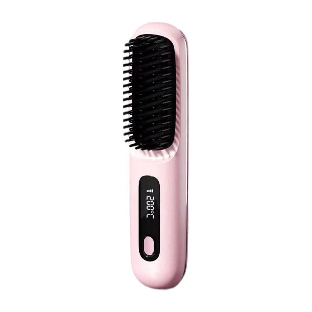 Cordless Hair Straightener Portable Straightener Brush 3 Adjustable Temp Hair Straightening Brush Anti-scald for Hair Styling